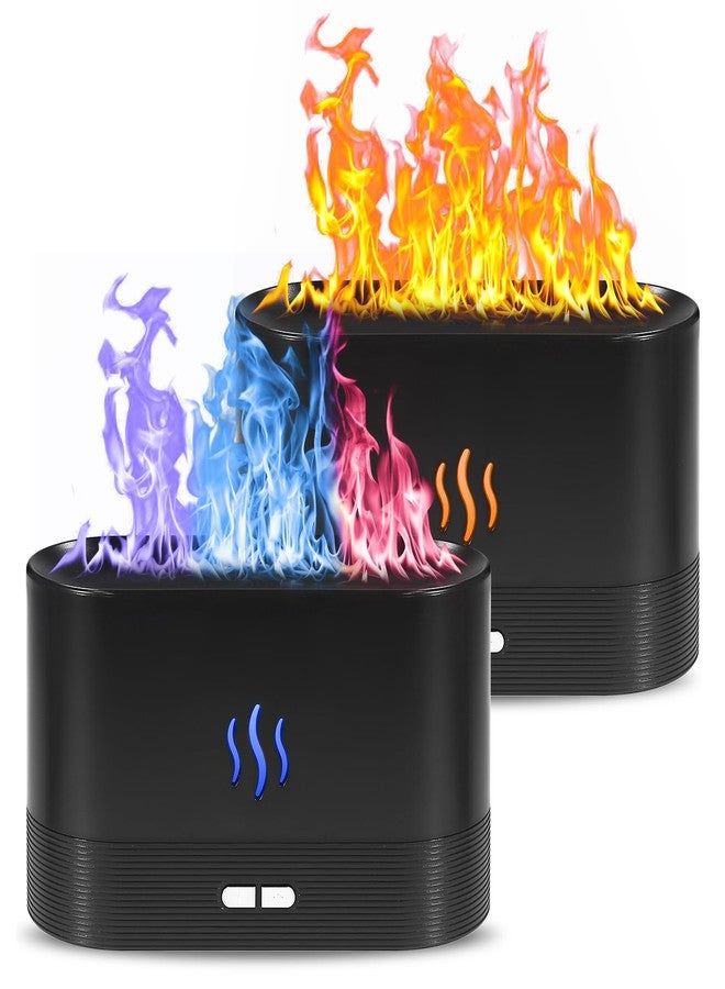 VZZNN 2 Pack Essential Oil Diffuser,Colorful Flame Air Aroma Diffuser Humidifier,Upgraded 7 Flame Colors Noiseless Essential Oil Diffuser for Home,Office,Yoga with Auto-Off Protection(180mL,Black) - Image 1